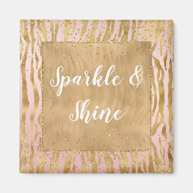 Aimant Pink Gold Glitz Sparkle Zebra Print (Devant)