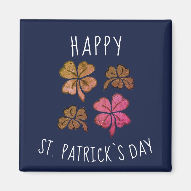 Aimant Pink Lucky Shamrock Clover Joyeux St. Patrick's da (Devant)