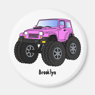 Aimant Pink monster truck cartoon illustration 