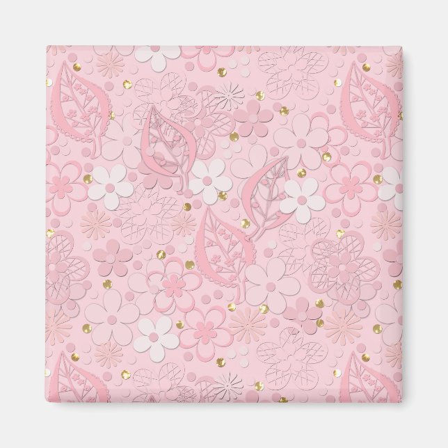 Aimant Pink paper flowers (Devant)