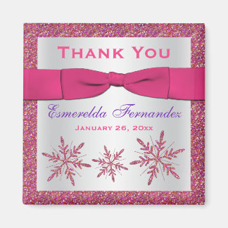 Aimant Pink, Parties scintillant d'argent Snowflakes Part