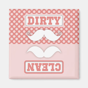 Aimant Pink Polka Dot Motif Moustache Propre Sale