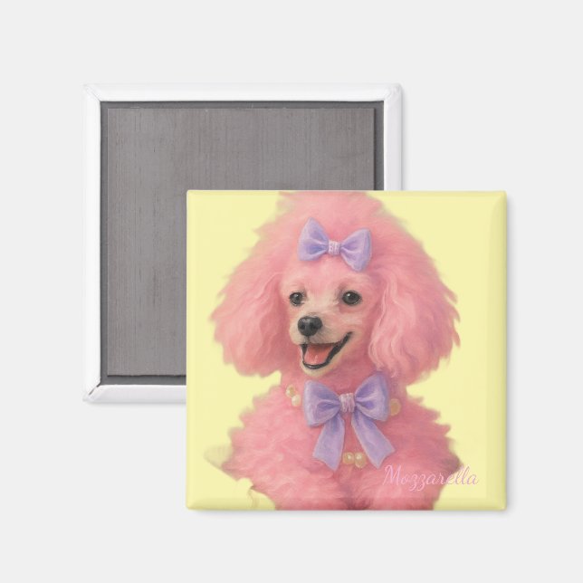 Aimant Pink poodle magnet, poodle decor (Recto/Verso)