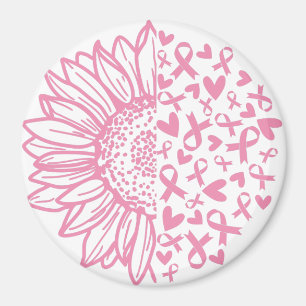 Aimant Pink Ribbon Breast Cancer Awareness Sunflower