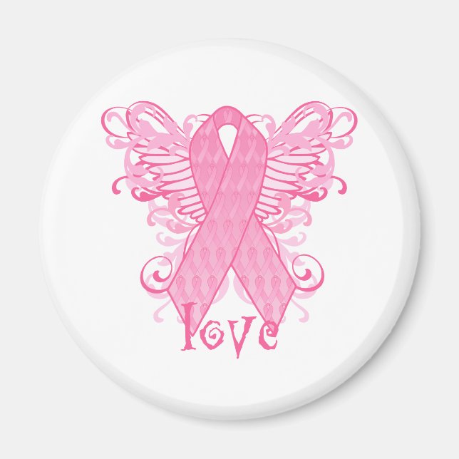 Aimant Pink Ribbon Love Wings (Devant)