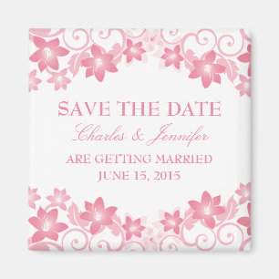 Aimant Pink Simple Floral Enregistrer l'aimant Date
