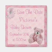 Pink Teddy Enregistrer la date Baby shower fille