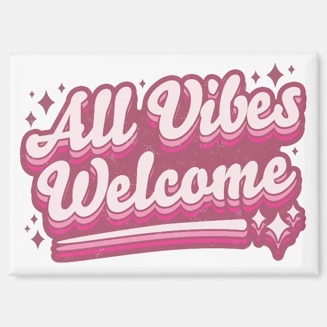 Aimant Pink Toutes les Vibes Bienvenue Typographie (Recto)