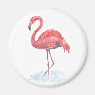 Aimant Pink watercolor Flamingo .