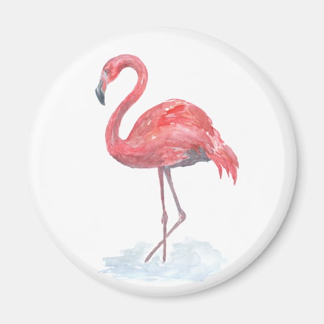 Aimant Pink watercolor Flamingo . (Devant)