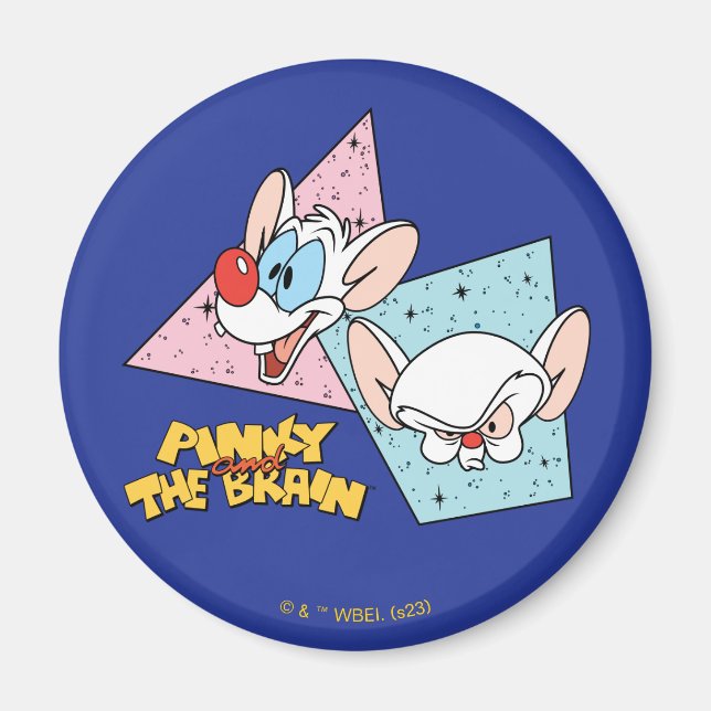 Aimant Pinky et le cerveau | Graphiques de caractères rét (Devant)