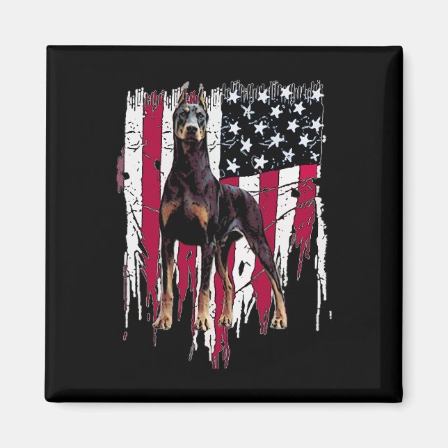 Aimant Pinscher Drapeau Américain Usa Incroyable  (Devant)