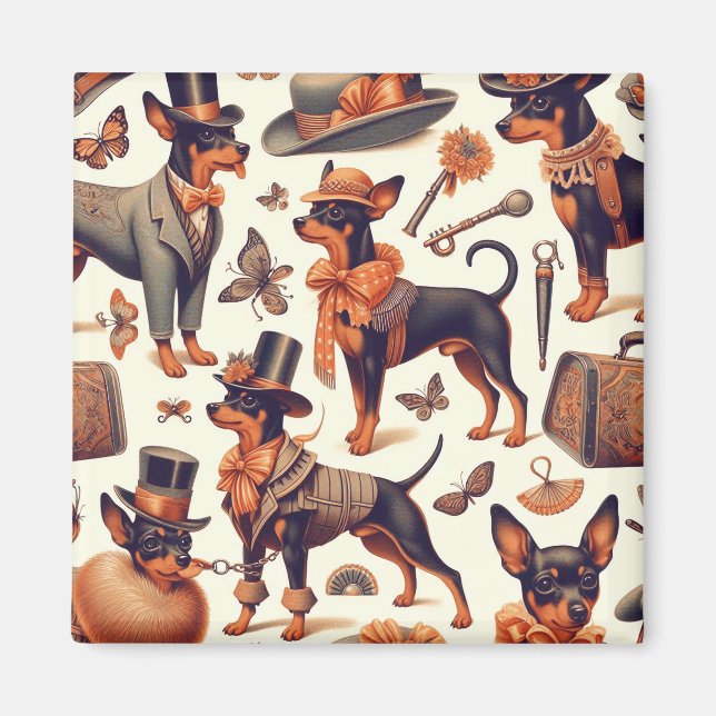 Aimant Pinscher sans fil vintage (Devant)