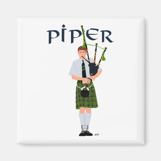 Aimant PIPER Plaid Vert (Devant)