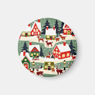 Aimant Pique-nique de Noël village de Noël