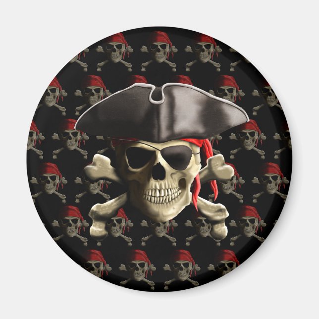 Aimant Pirate Crâne Et Casquette (Devant)