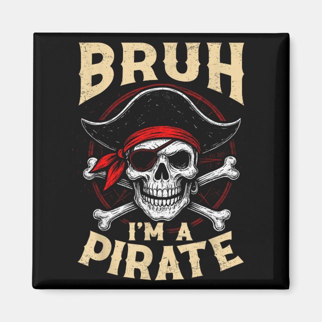 Aimant Pirate Frère Vintage Crâne Épouvantable Halloween (Devant)