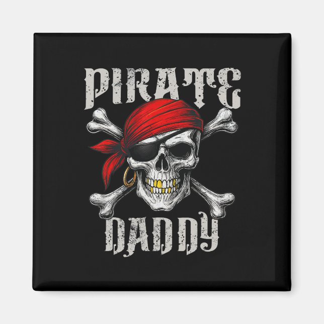 Aimant Pirate Papa Jolly roger Drapeau Et Crossbones Crân (Devant)