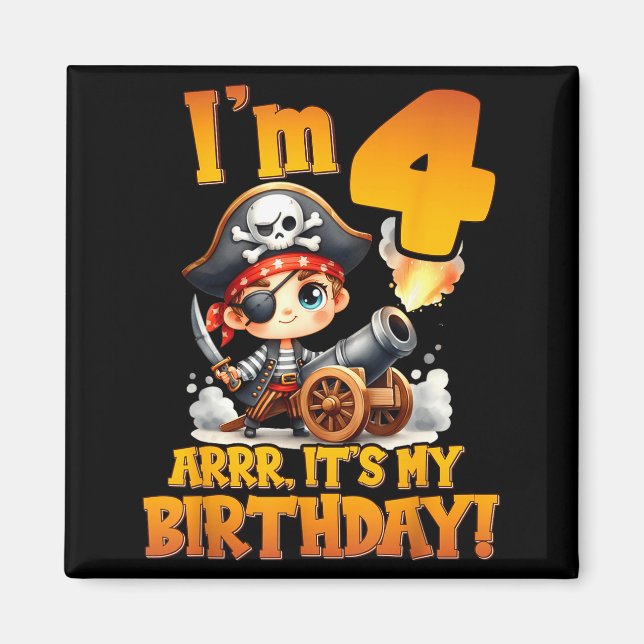 Aimant Pirate Quatrième Anniversaire Je Suis 4 Arrr C'est (Devant)