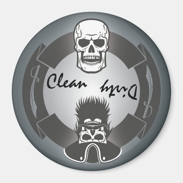Aimant Pirate Skeleton Clean Dirty Lave-vaisselle (Devant)