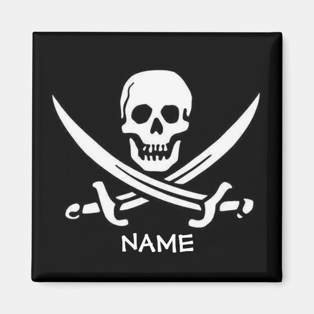 Aimant Pirate Skull and Swords ajoute des noms (Devant)