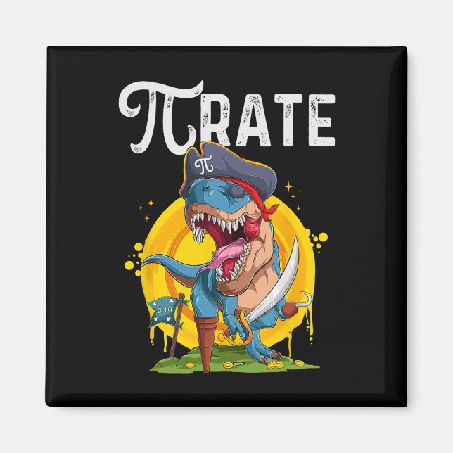 Aimant Pirate T-rex Pi Rate Dino Pi Rate Math Geek Drôle  (Devant)