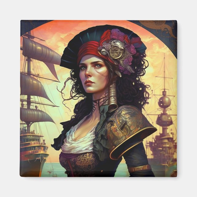 Aimant Pirate Woman Imaginaire Art (Devant)