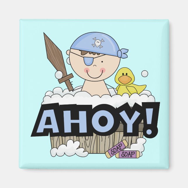 Aimant Pirates de bain - Brunette Boy Tshirts et cadeaux (Devant)