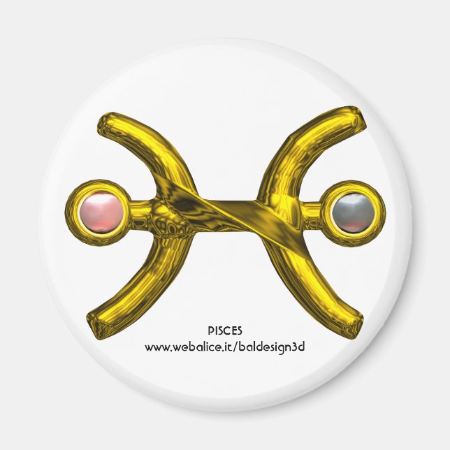Aimant PISCES or Zodiac signe d'anniversaire, perles rose (Devant)