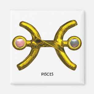 Aimant PISCES or Zodiac signe d'anniversaire, perles rose