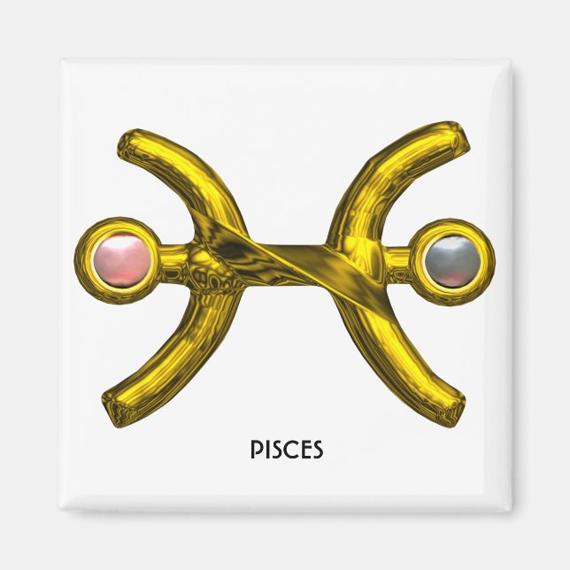 Aimant PISCES or Zodiac signe d'anniversaire, perles rose (Devant)