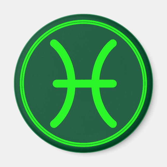 Aimant Pisces Zodiac Symbol Green Contrast (Devant)