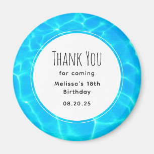 Aimant Piscine Bleue clair Eau Photo Anniversaire Merci