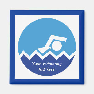 Aimant Pismming venin, swimmer on blue circle custom