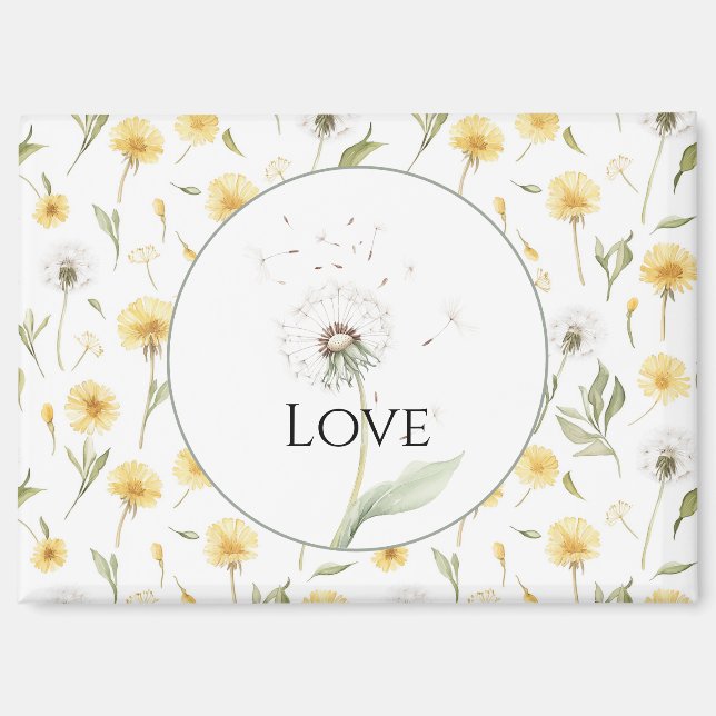 Aimant Pissenlits Fleurs Amour Blanc Jaune   (Recto)