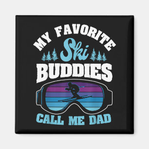 Aimant Piste de ski alpin skieur papa skieur snowboardeur