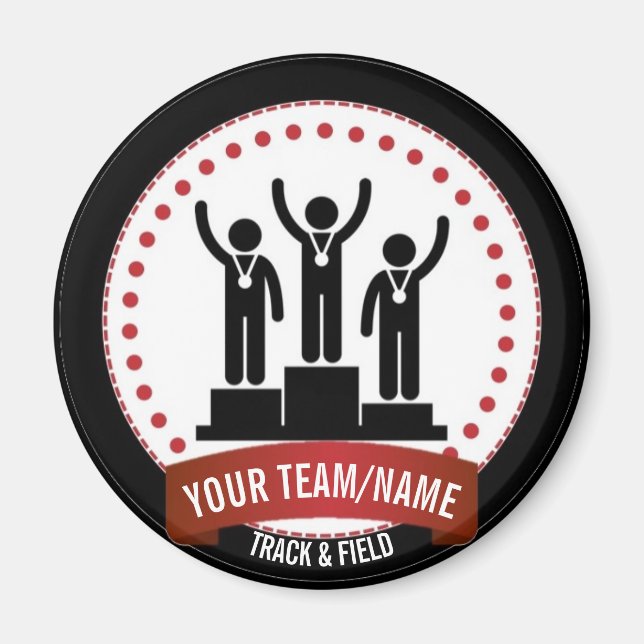 Aimant Piste et champ noir blanc rouge nom (Devant)