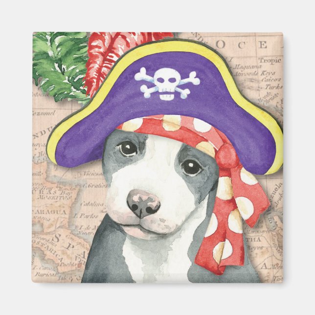 Aimant Pit Bull Terrier Pirate (Devant)