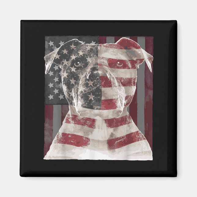 Aimant Pit Bull Usa Drapeau Américain 4 Juillet (Devant)