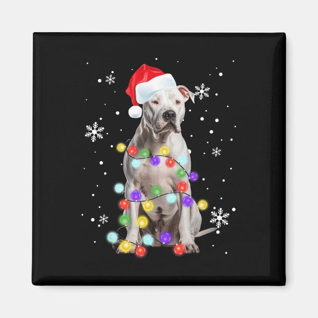 Aimant Pitbull Chien Joyeux Dogmas Père Noël Pitbull Noël (Devant)