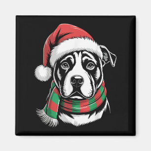 Aimant Pitbull Chien Noël Noël Chapeau Noël Écharpe Costu