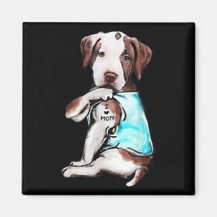 Aimant Pitbull Chien Tattoo I Love Maman Fête des mères A