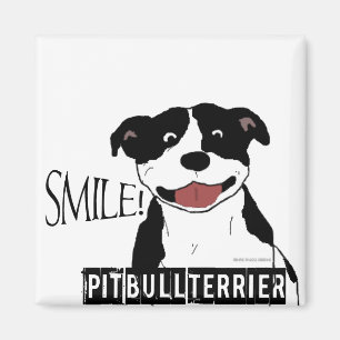 Aimant Pitbull de sourire (noir et blanc)