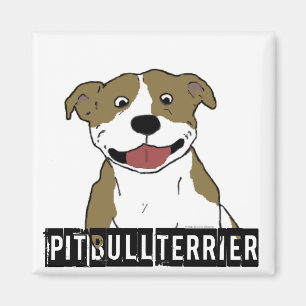 Aimant Pitbull de sourire (nom de race de Tan et de blanc