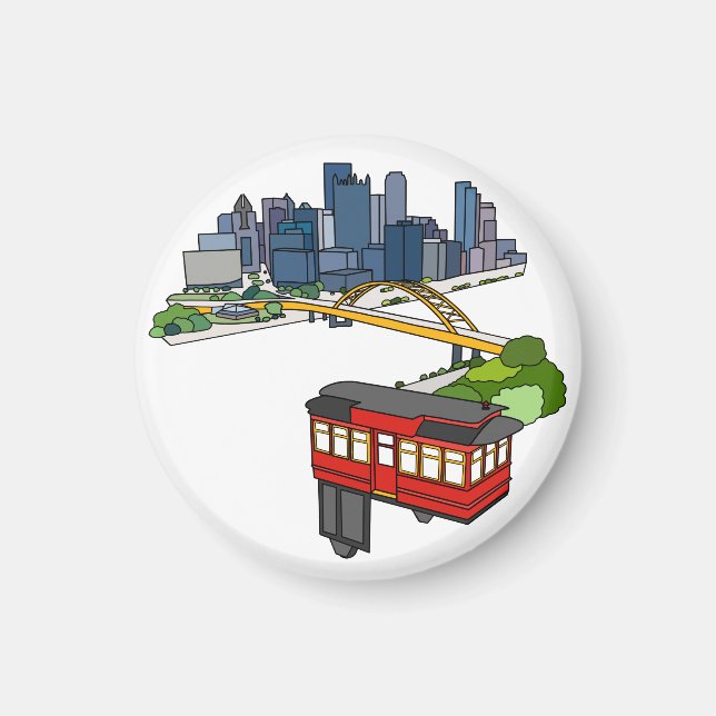 Aimant Pittsburgh Pennsylvania Steel City Skyline Art Can (Devant)