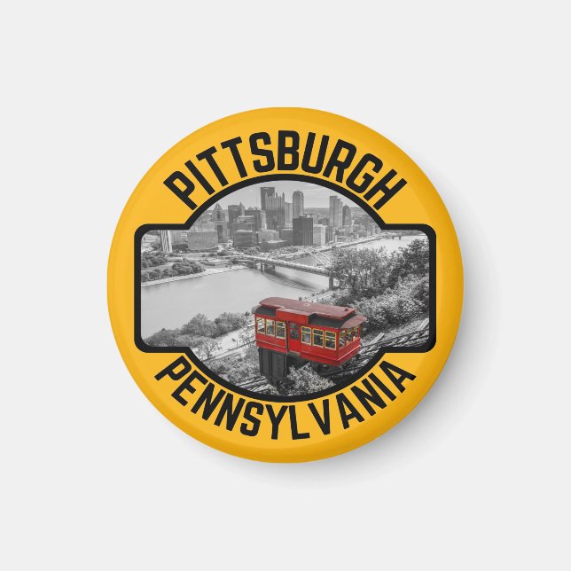 Aimant Pittsburgh Pennsylvania Steel City Skyline Incline (Devant)