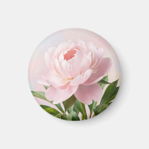 Aimant Pivoine rose poudré élégante, illustration florale