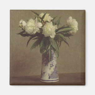 Aimant Pivoines dans un vase bleu et blanc