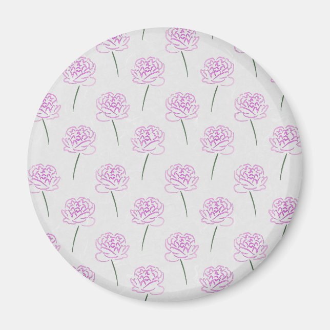 Aimant pivoines roses (Devant)