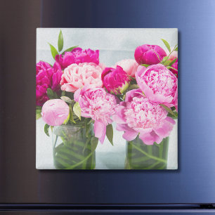 Aimant Pivoines roses vibrantes Effet de peinture à l'hui